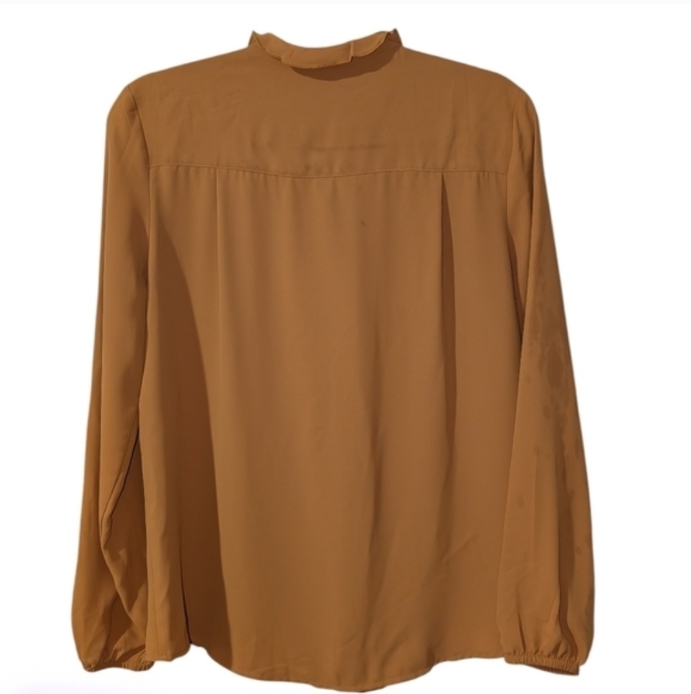 Bar III Women's Camel Ruffle Blouse - Picture 2 of 5